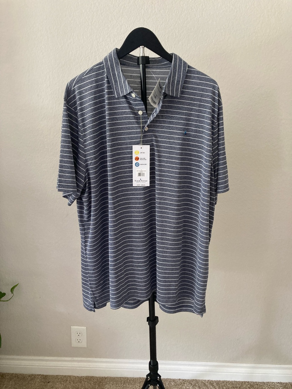 Tailor Vintage Blue and White Striped Polo